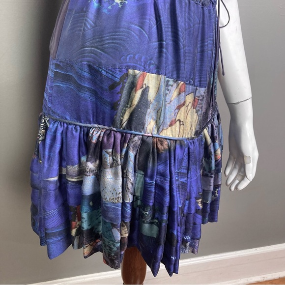 ROCHAS Dress size 4 /40 Blouson tiered Paris fashion French liquid abstract art - Picture 11 of 15